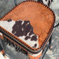 (PRE-ORDER) COW SUEDE INLAY & FRINGE Bar Stools w/ TALL BACK
