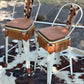 (PRE-ORDER) COW SUEDE INLAY & FRINGE Bar Stools w/ TALL BACK (COPPER FRINGE)