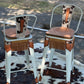 (STOCK) SET OF 2 30" WHITE SWIVEL BAR STOOL WITH GOLDEN COWBOY STITCH & FRINGE