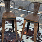 (STOCK) SET OF 2 30" BLACK SWIVEL BAR STOOL WITH CHOCOLATE COWBOY STITCH