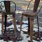 (STOCK) SET OF 2 30" BLACK SWIVEL BAR STOOL WITH CHOCOLATE COWBOY STITCH