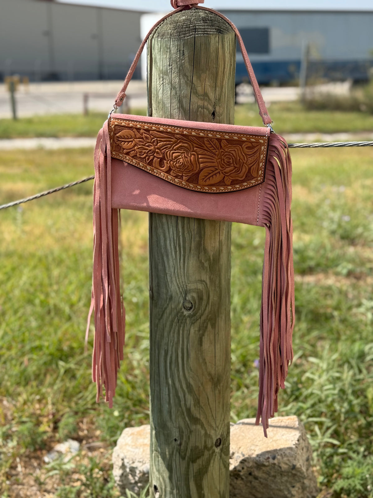 Fringe Clutch | Light Pink Rose