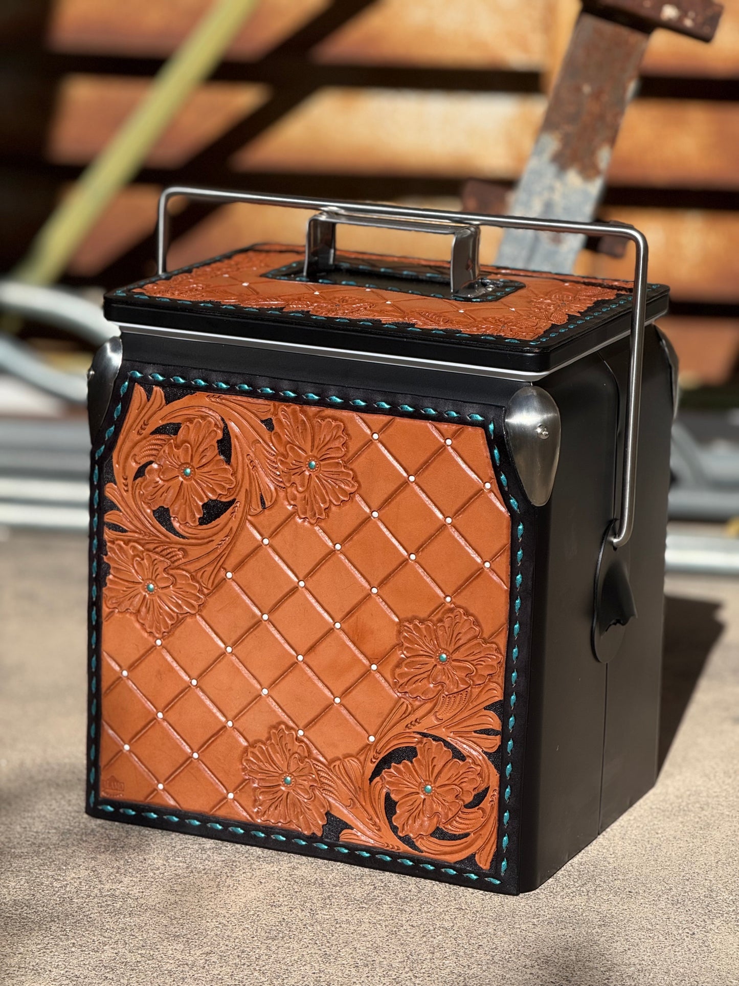 Retro Rodeo Black Cooler- Blue Buck-A-Roo