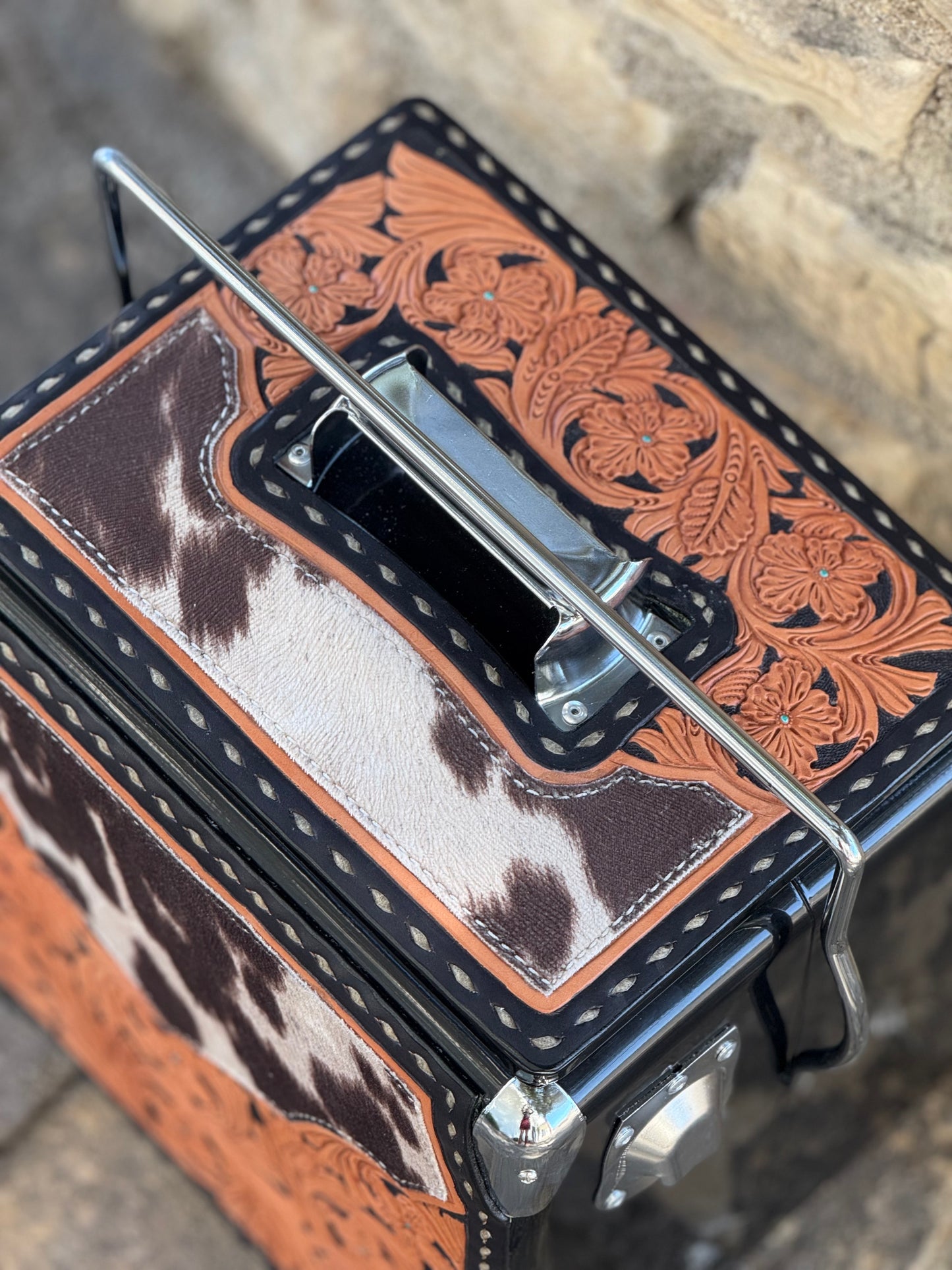 Retro Rodeo Black Cooler- Cow Suede