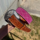 Clearance | Cowboy Stitch Belt w/ floral tips - pink