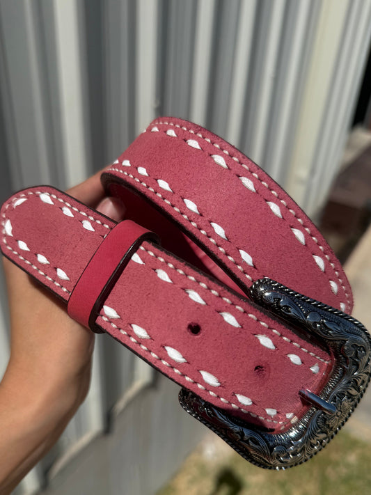 Clearance | 1.5" Straight Belt Pink Roughout TBS