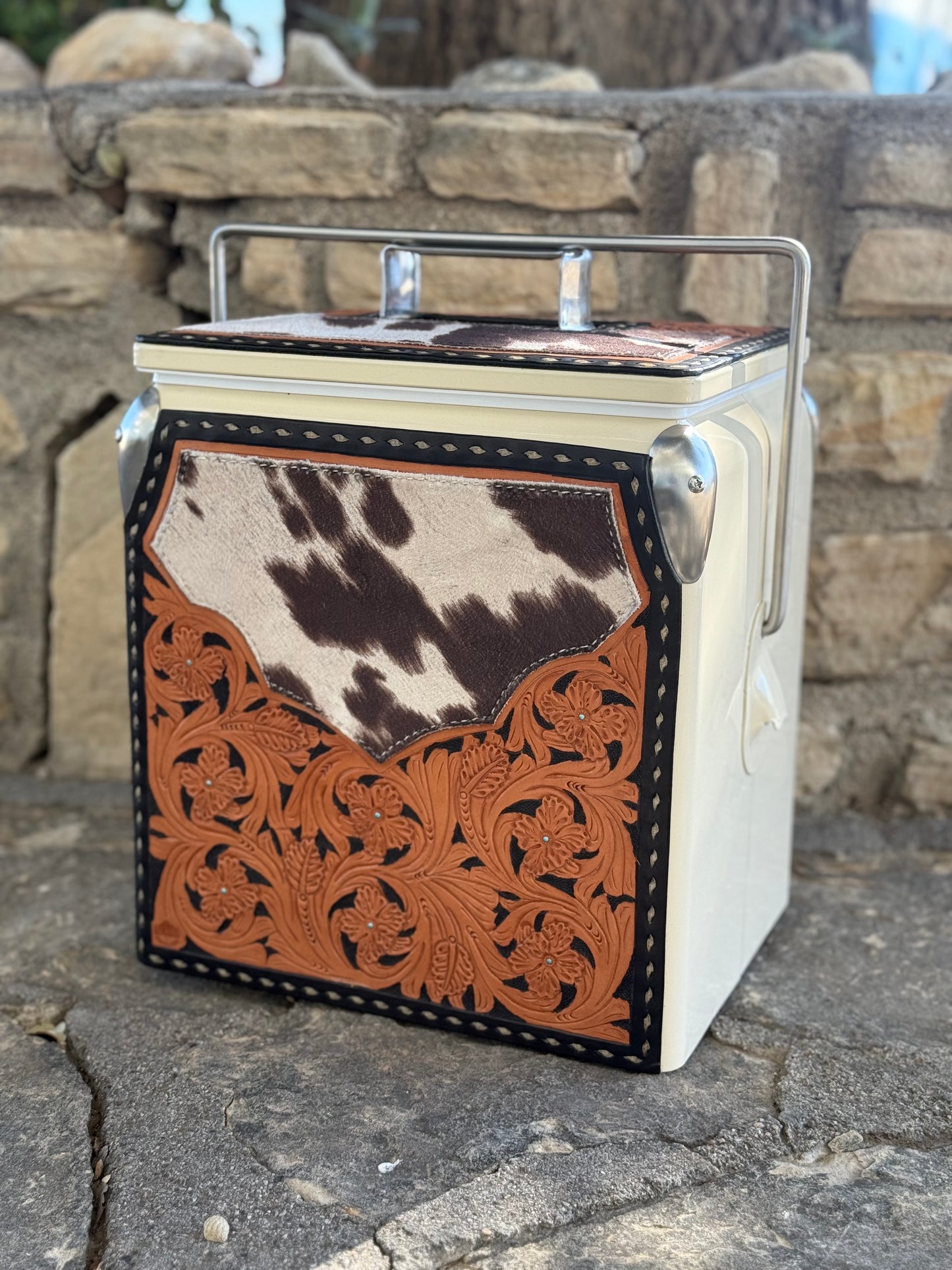 Retro Rodeo Cream Cooler- Cow Suede