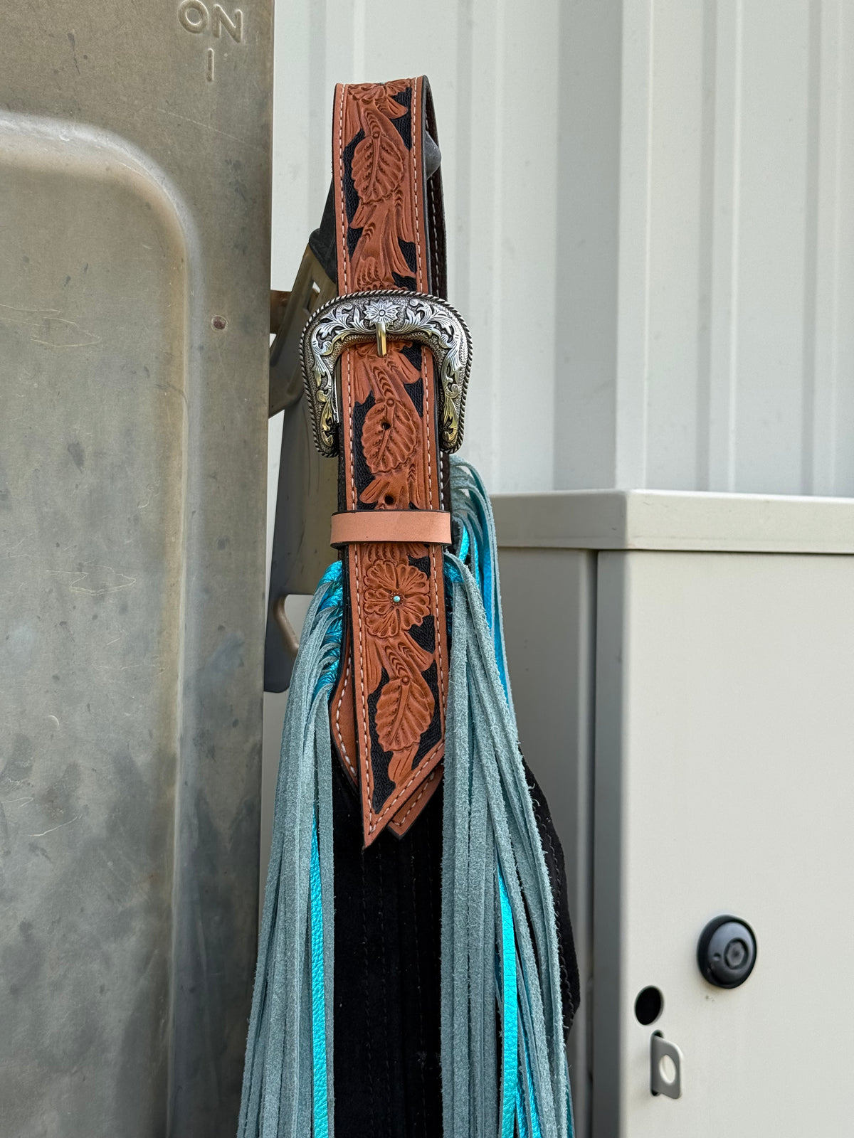 Belt Buckle Bag | Black w/ El pinto Strap & Fringe