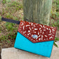 The Exotic Wallet Clutch | Whiskey & Turquoise Ostrich