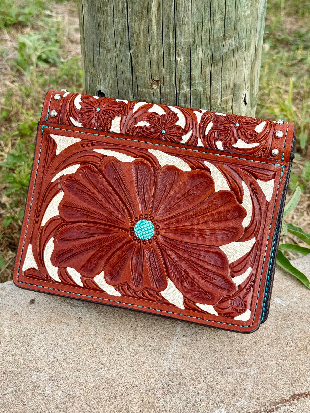 The Exotic Wallet Clutch | Whiskey & Turquoise Ostrich