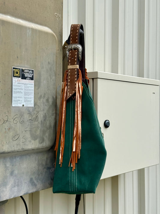 Belt Buckle Bag | Emerald w/ TBS & Fringe