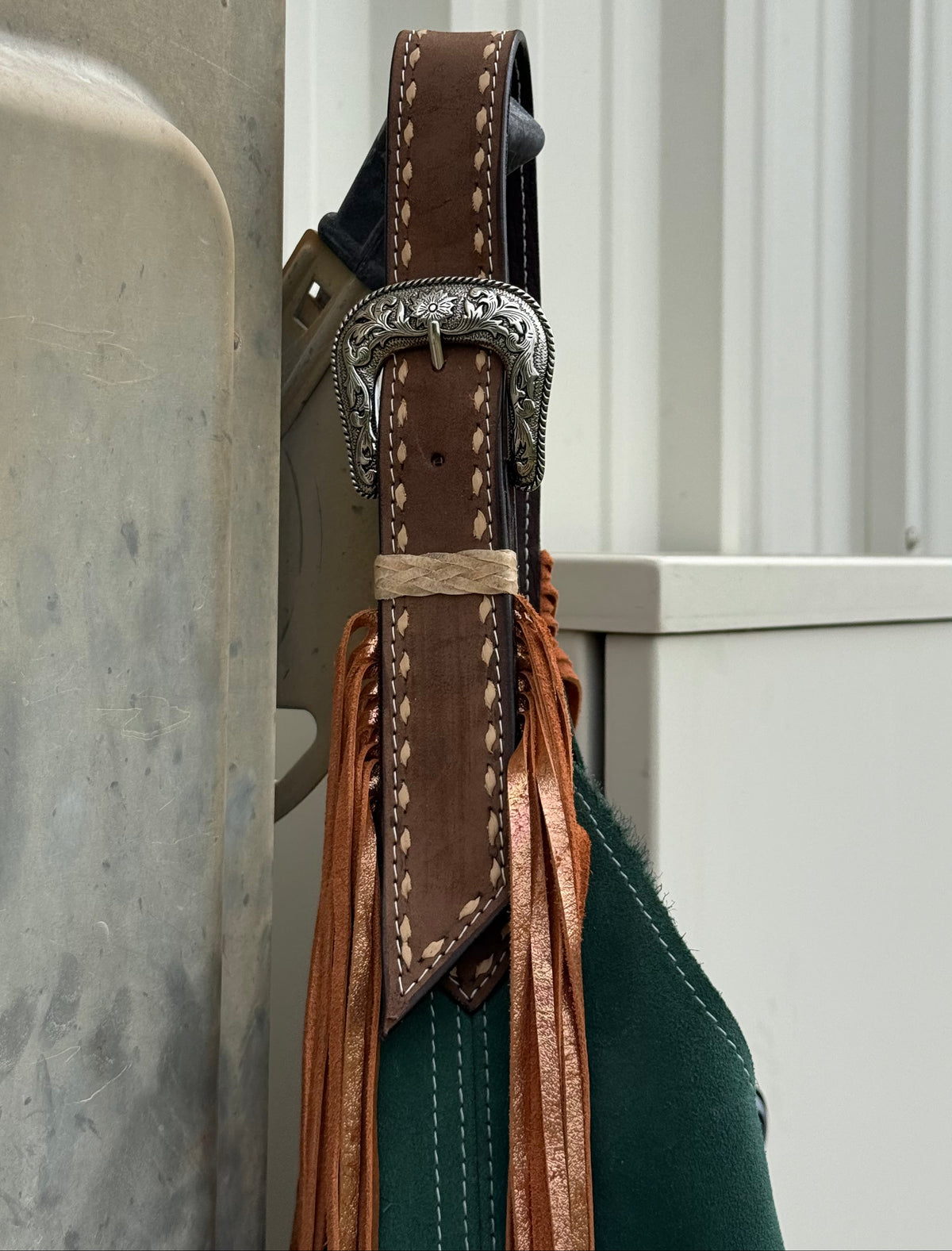 Belt Buckle Bag | Emerald w/ TBS & Fringe