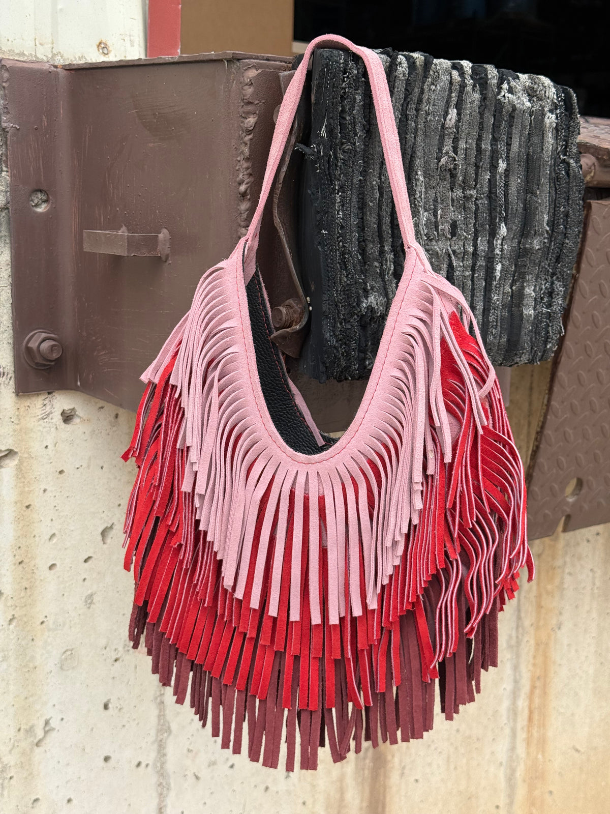 Handmade Suede Fringe Handbag | Rowdy Rag Bag THE DOLLY