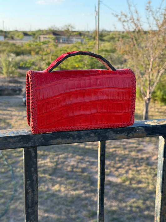 The Dime | Genuine Gator Mini Handbag - Red
