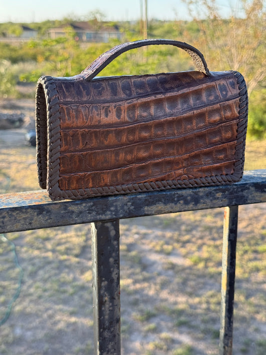The Dime | Genuine Gator Mini Handbag -Champagne