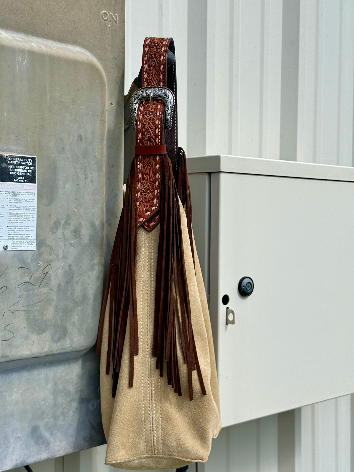 Belt Buckle Bag | Sand w/ HWY 90 & Fringe