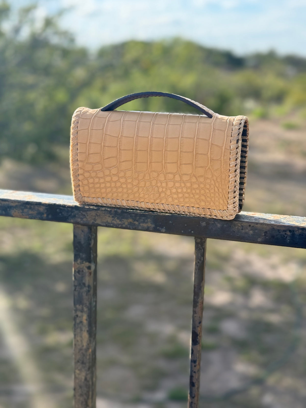 The Dime | Genuine Gator Mini Handbag - Saddle Tan