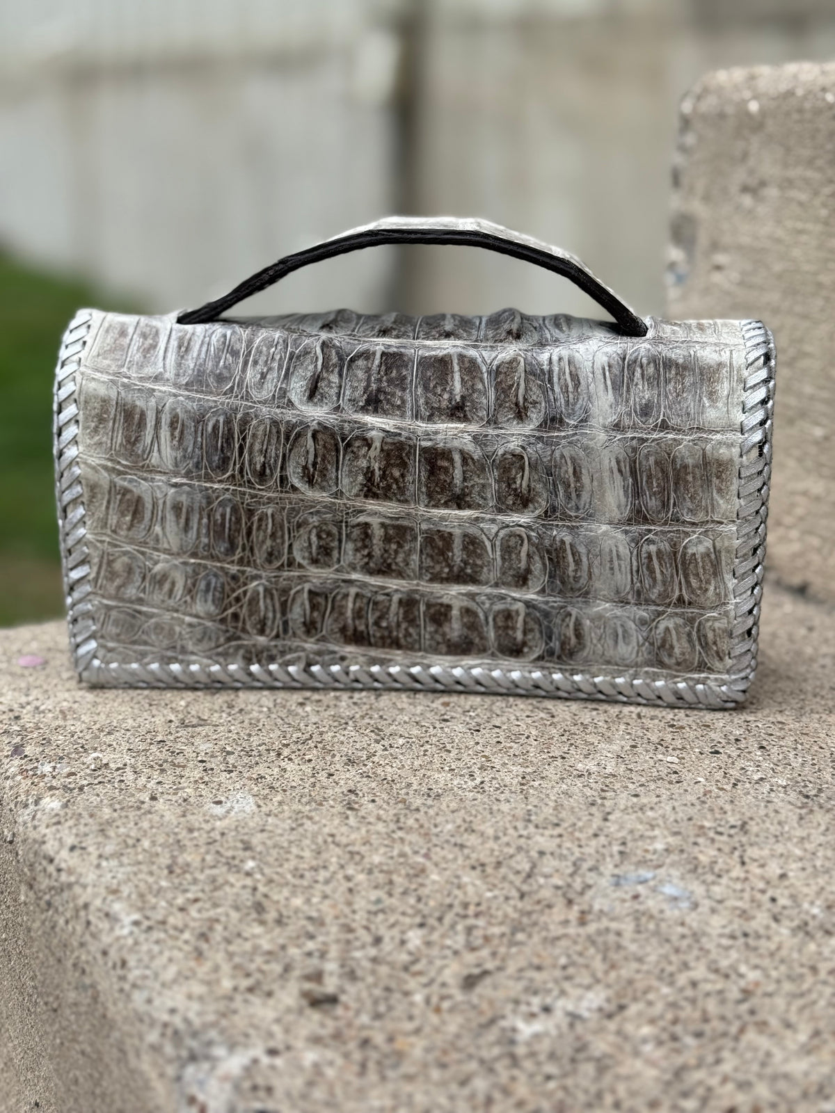 The Dime | Genuine Gator Mini Handbag - Sterling