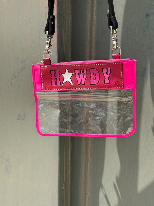 Clear Travel Bag - Howdy in Hot Pink