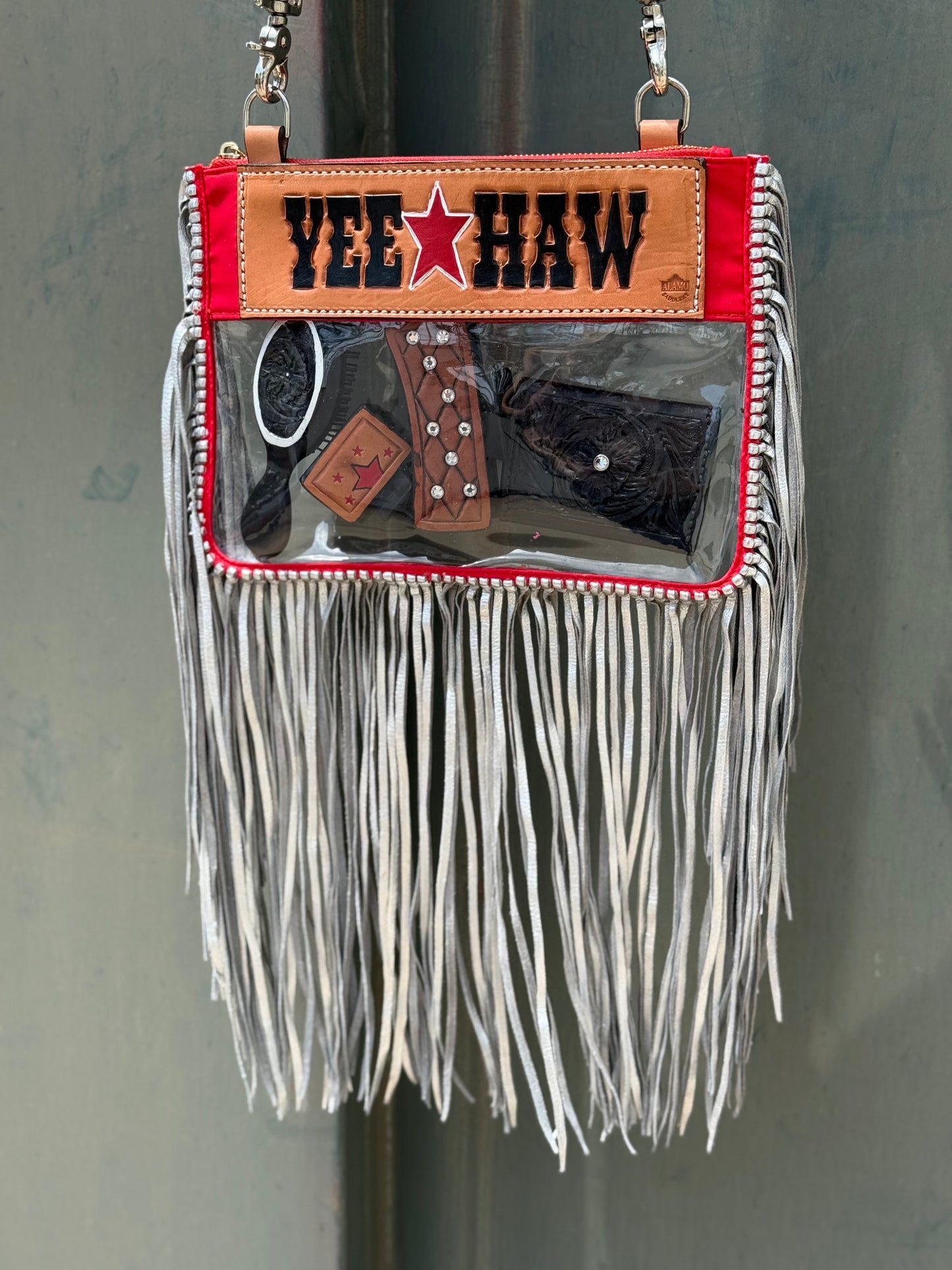 Clear Travel Bag - Yee*Haw Silver Fringe