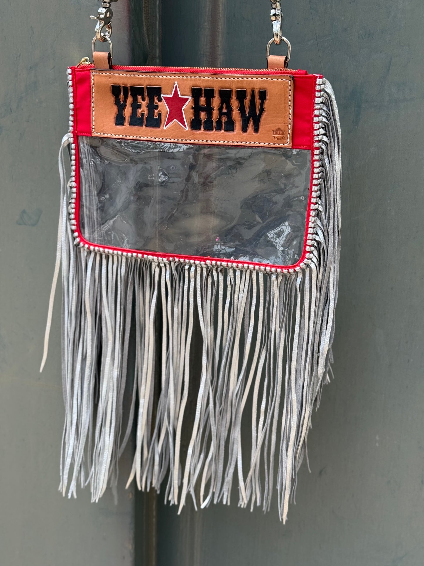 Clear Travel Bag - Yee*Haw Silver Fringe