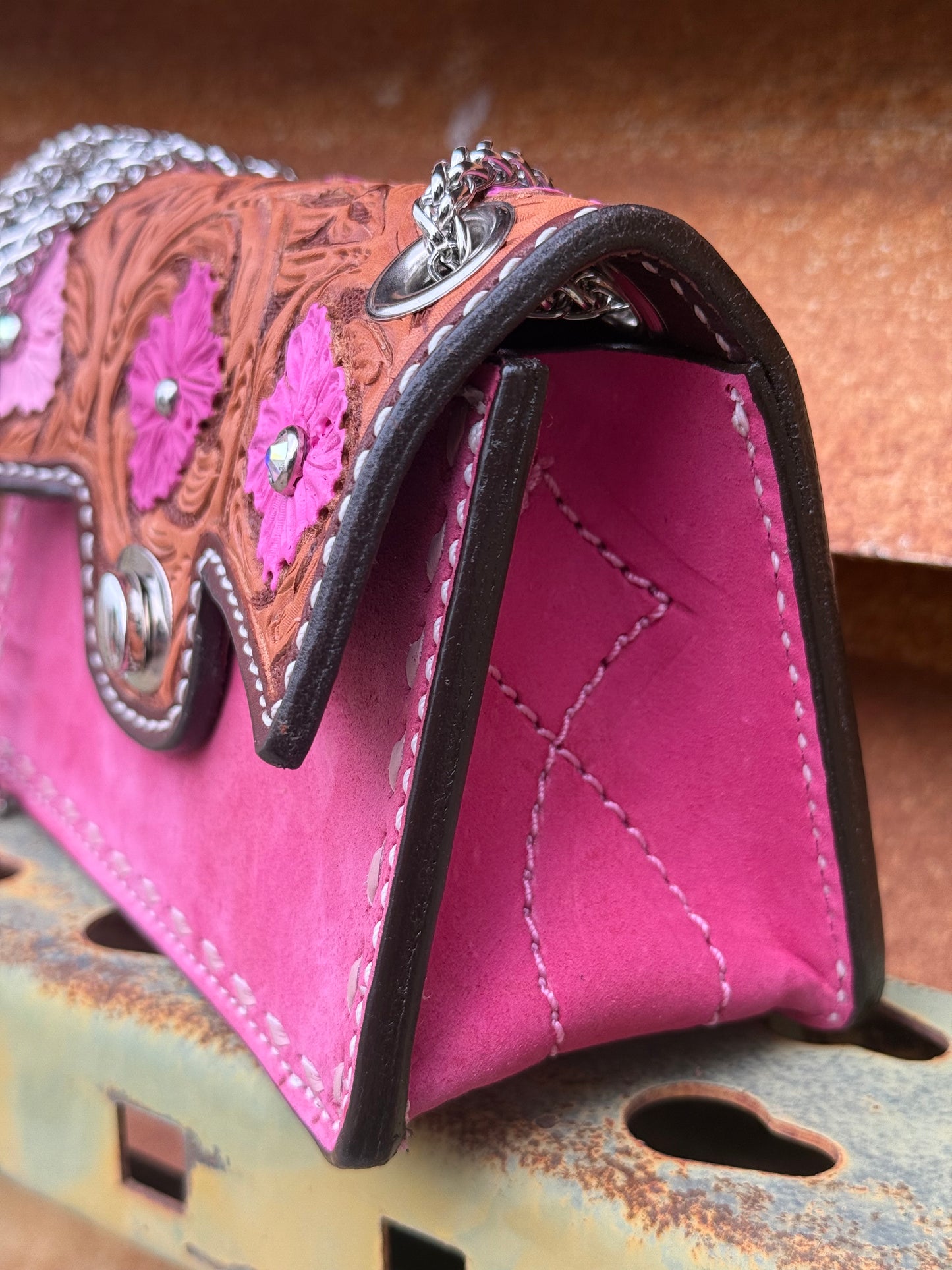 The Cowgirl Clutch- PINK (FULL LEATHER)