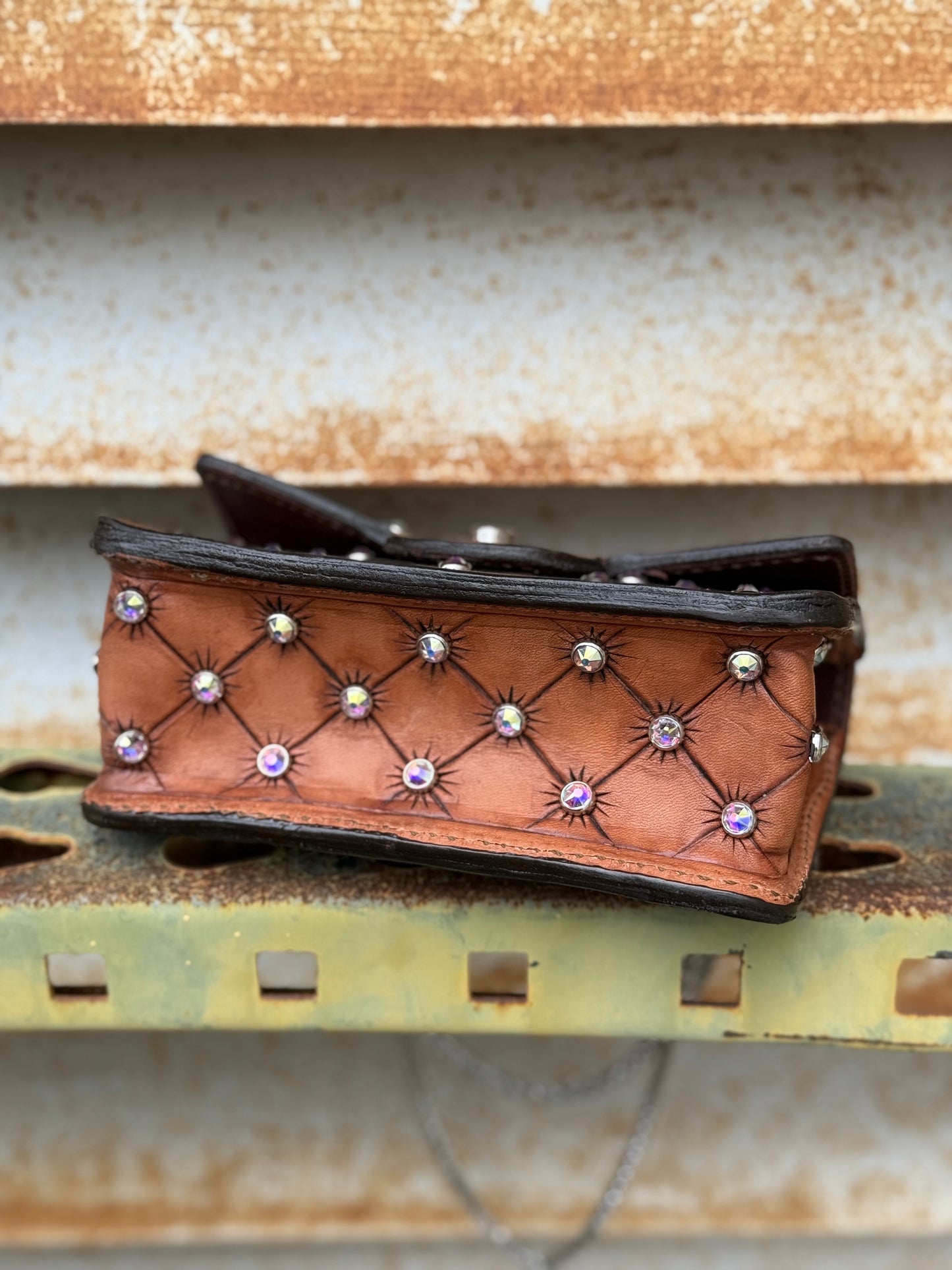 The Cowgirl Clutch- RHINESTONE 2-TONE (FULL LEATHER)