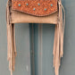 Fringe Clutch- Turquoise Stone (cream)