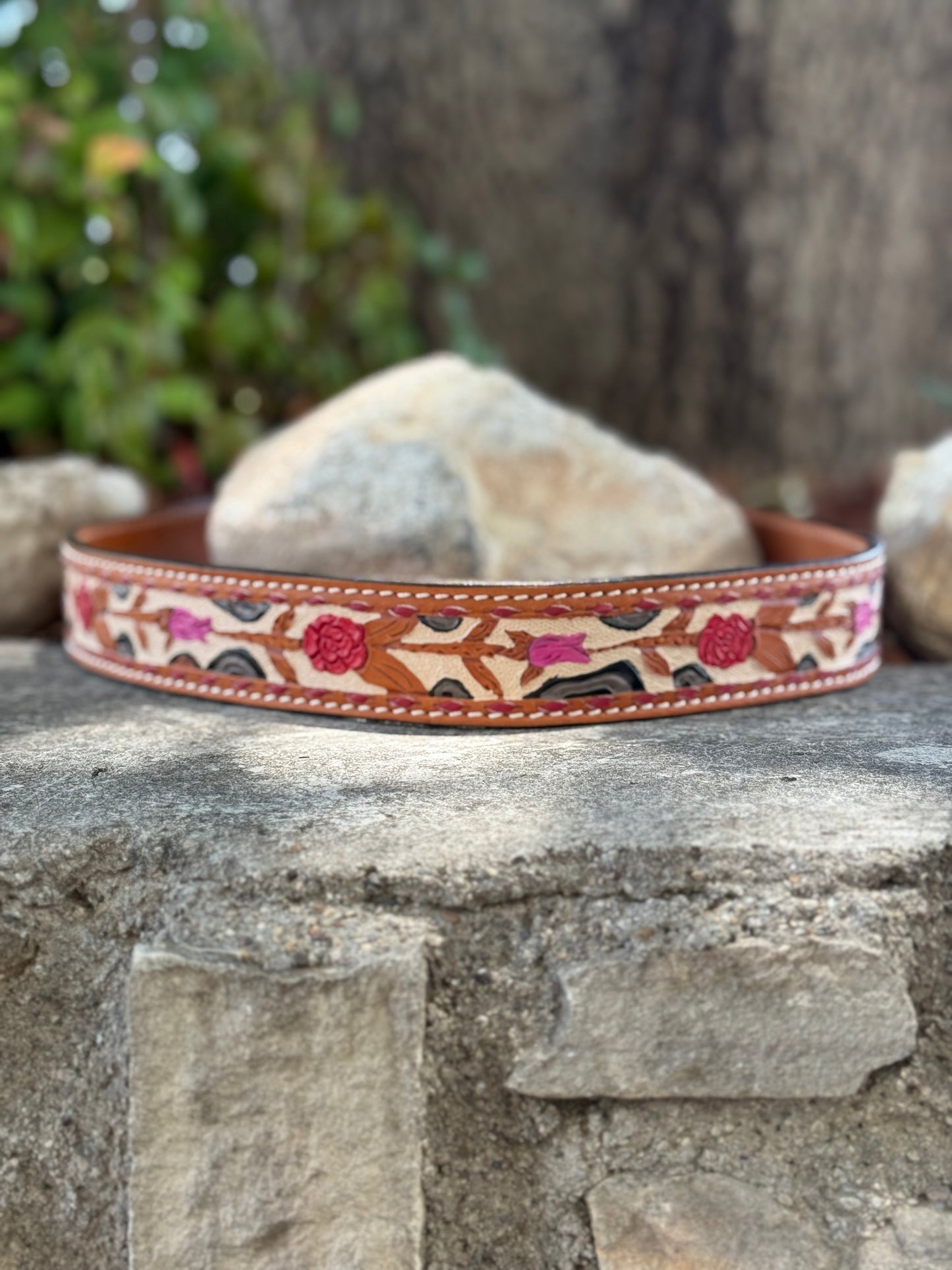 1.5" Straight Cheetah Rose Belt