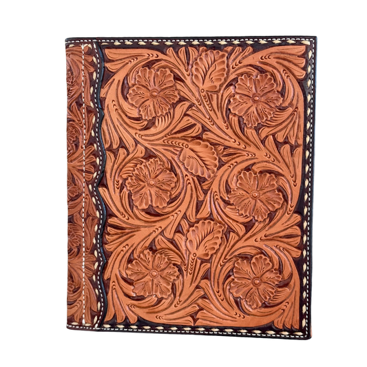 Large Portfolio full floral and yoked tooled with paint and buckstitch