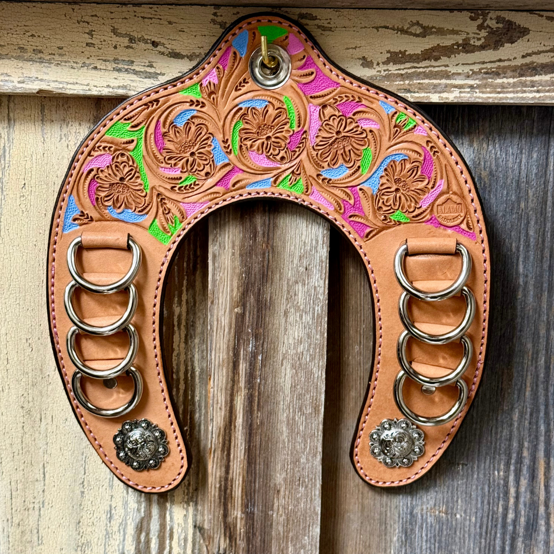 Horse Shoe Wild Rag Holder w/ Conchos- Confetti