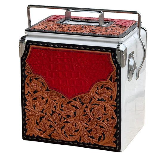 Retro Rodeo White Cooler- Red Gator