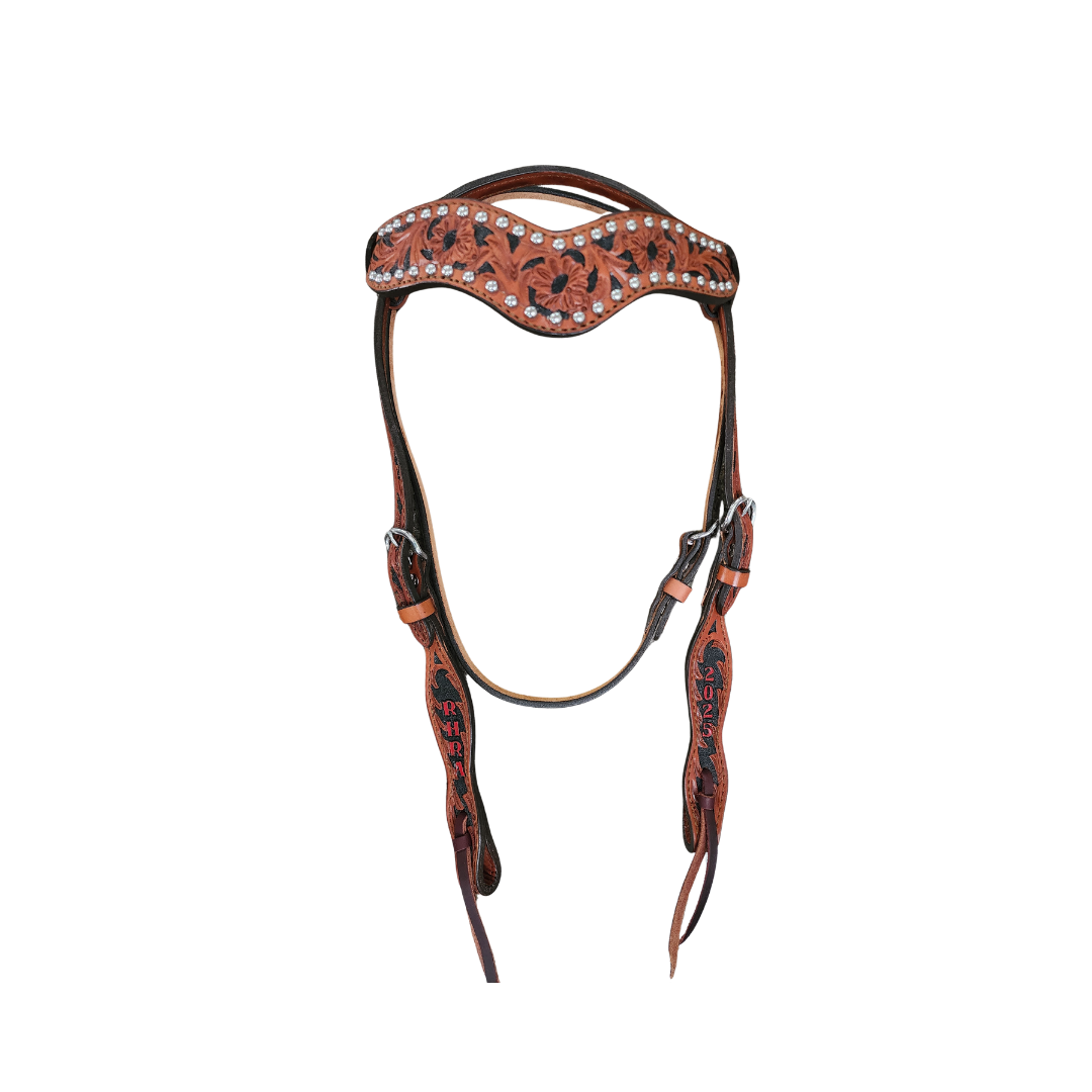Rodeo Award | 1.5" Wave Browband Floral, BGP & SS spots (8)