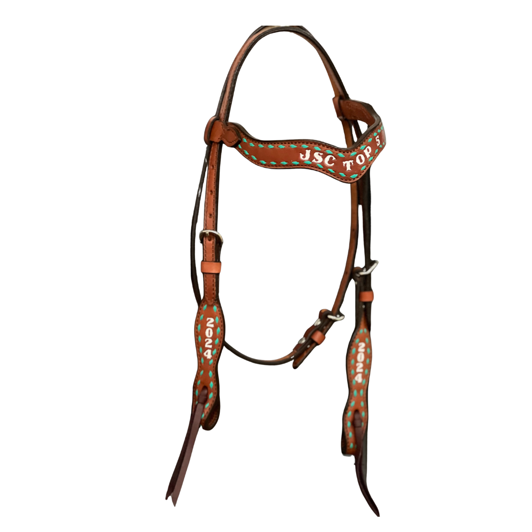 Rodeo Award | 1.5" Wave Browband w/ buckstitch & lettering