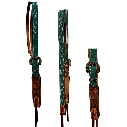 Slit ear - Hunter Green Cowboy Stitch