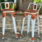 (STOCK!) SET OF 2 WHITE SWIVEL BAR STOOLS W/ THE COWBOY