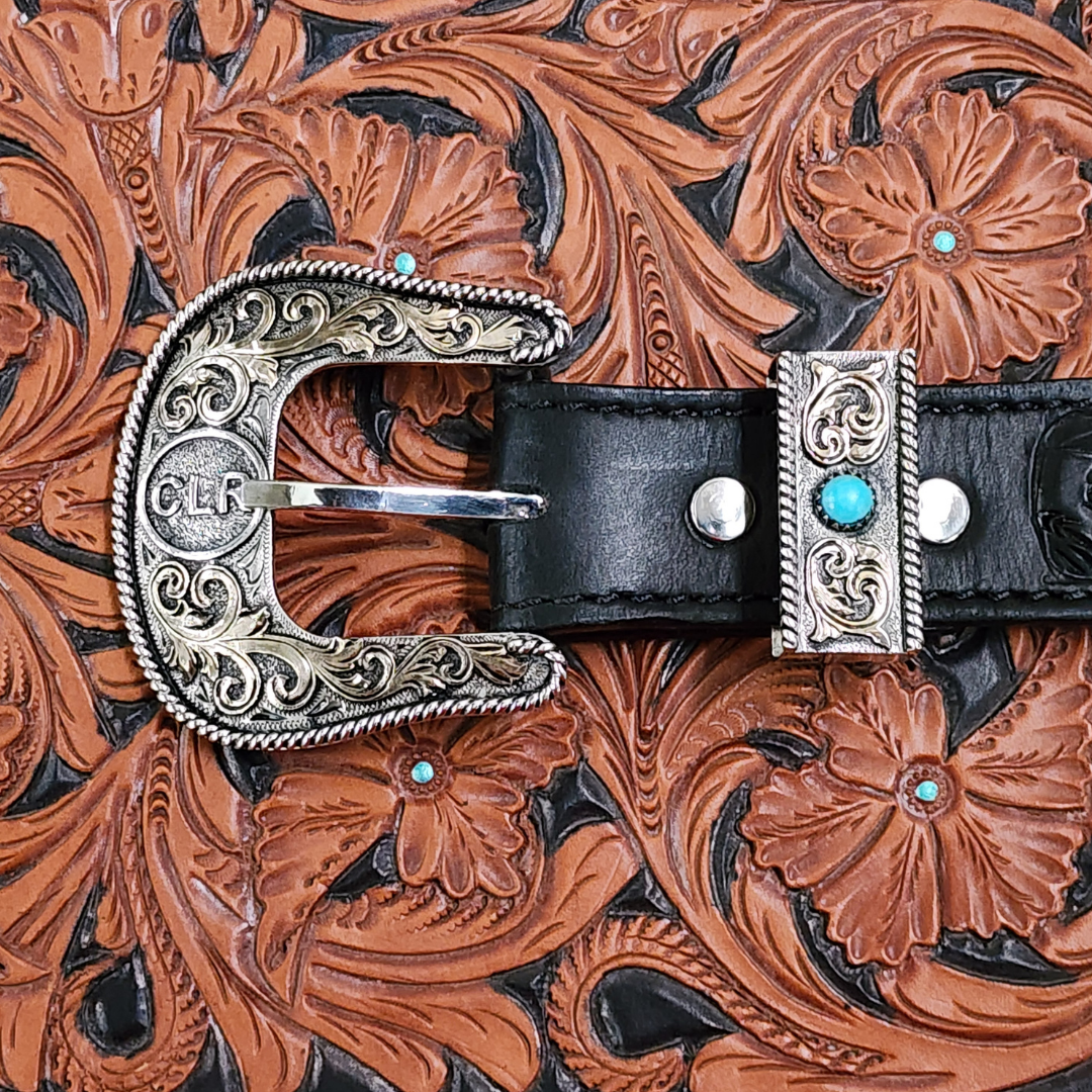 Custom 2-Piece Buckle Set w/ Turquoise Resin Stone
