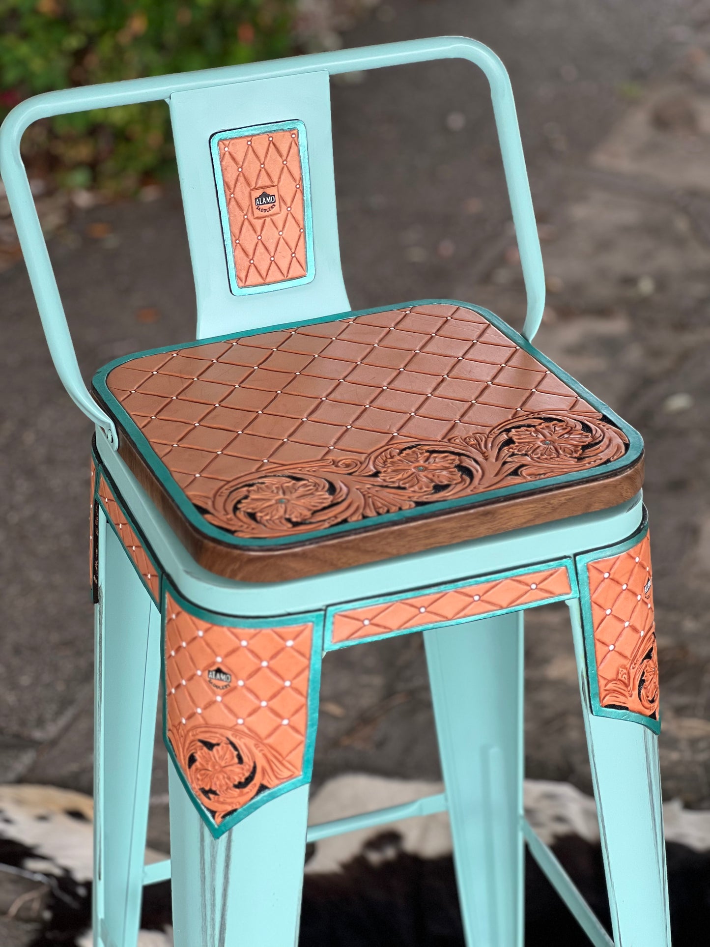 (PRE-ORDER) SET OF 2 TURQUOISE SWIVEL  BAR STOOLS