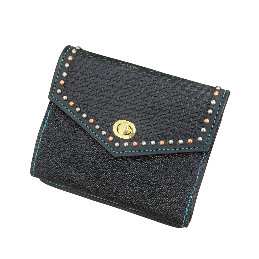 The Exotic Wallet Clutch | Spotted basket & Black Stingray