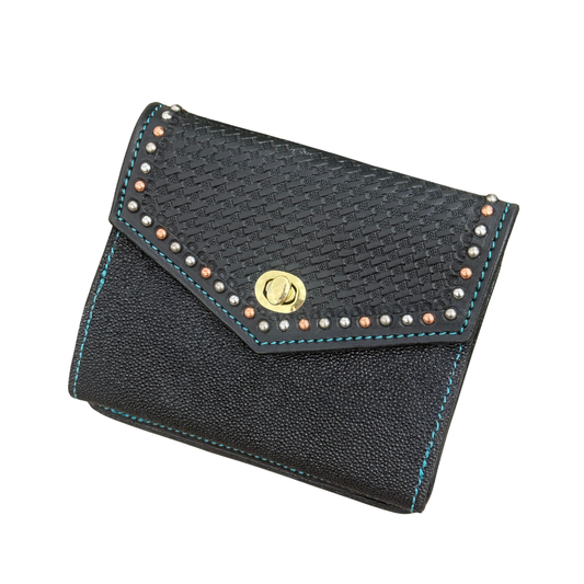 The Exotic Wallet Clutch | Spotted basket & Black Stingray