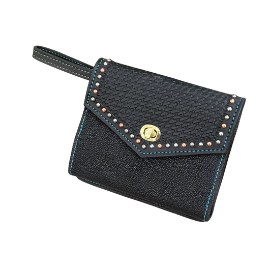 The Exotic Wallet Clutch | Spotted basket & Black Stingray