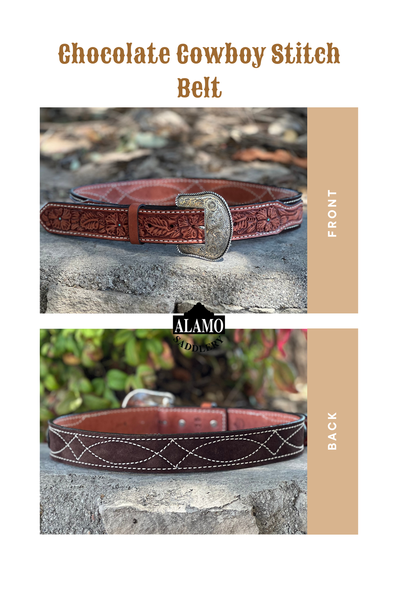 1.5" Straight Cowboy Stitch - Chocolate