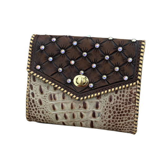 The  Wallet Clutch | Rhinestone & Coco Gator PRINT