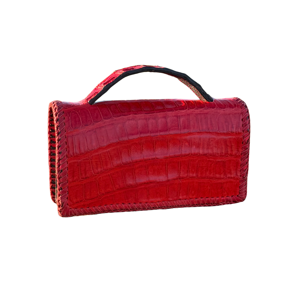The Dime | Genuine Gator Mini Handbag - Red