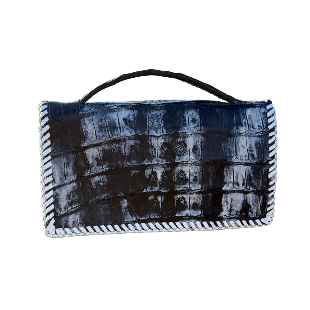 The Dime | Genuine Gator Mini Handbag - Black & White