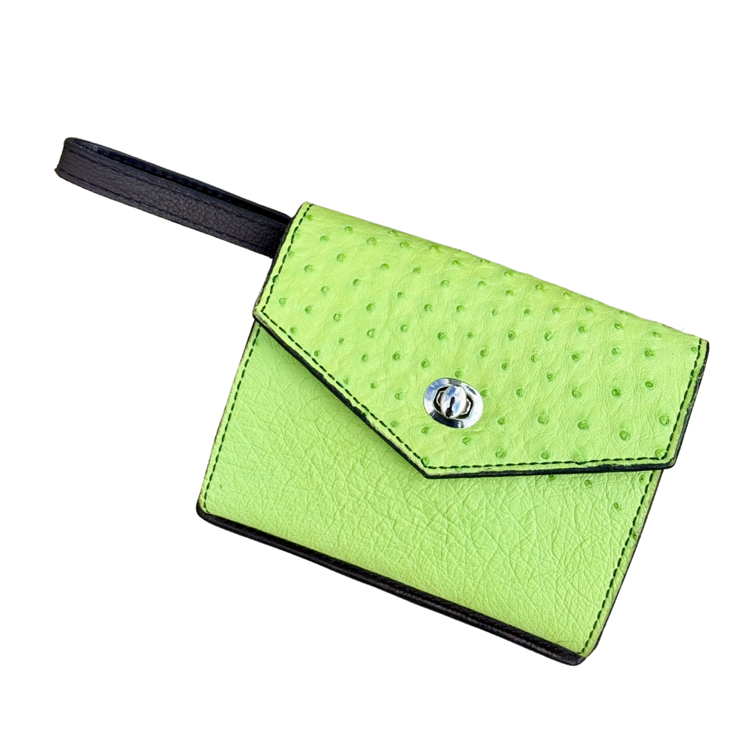 The Exotic Wallet Clutch | Full Lime Green Ostrich