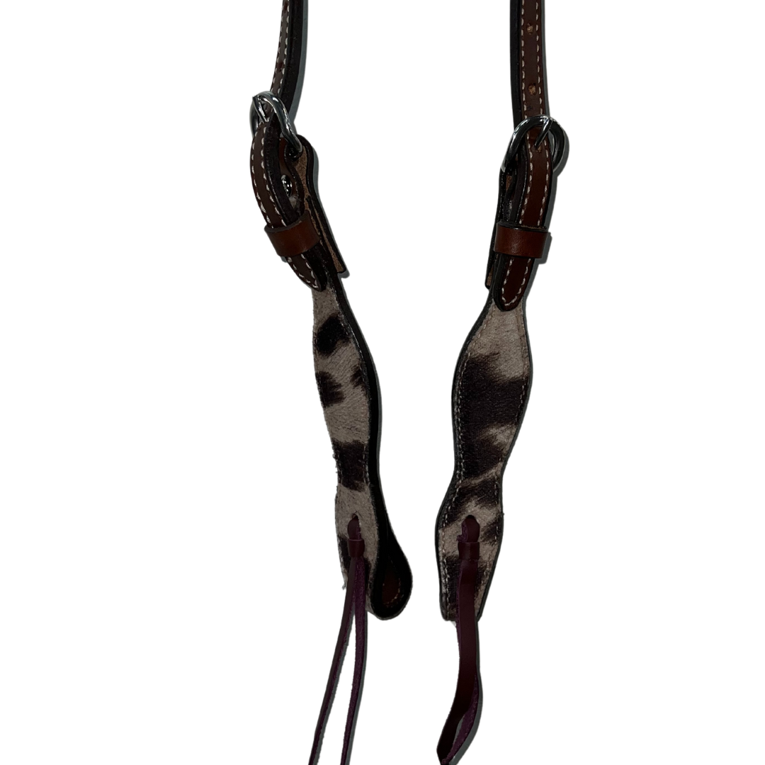 2074-Cow Suede 5/8" Wave one ear headstall with Cow Suede Overlay