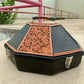 Leather Tooled Hat Can Carrier | Checkered