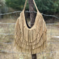 Handmade Suede Fringe Handbag | Rowdy Rag Bag Sand