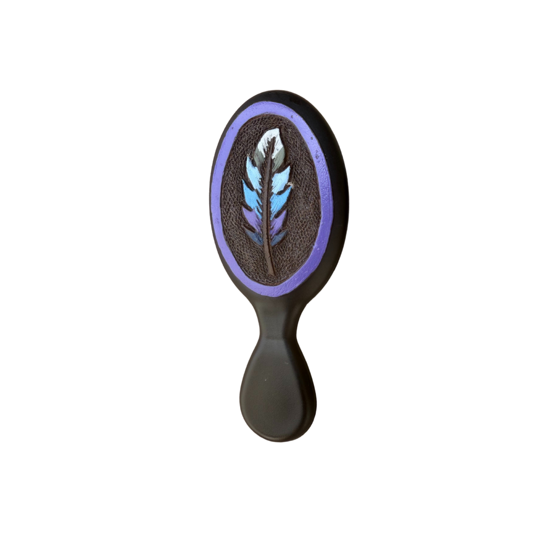 Mini Tooled hair brush - Feather
